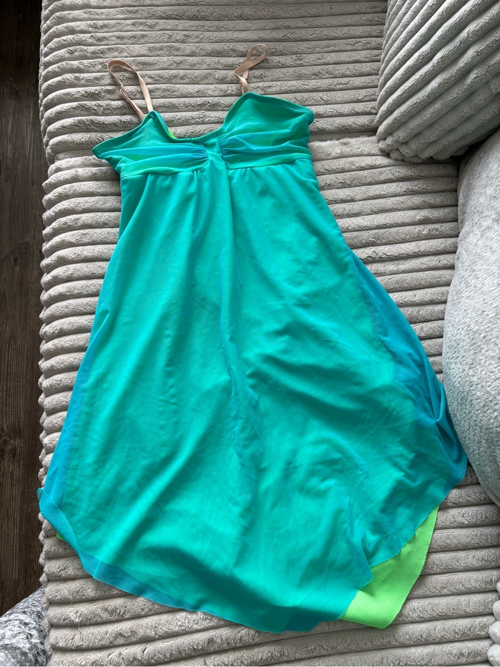 Womens Green Ombre Spaghetti-Strap Dress